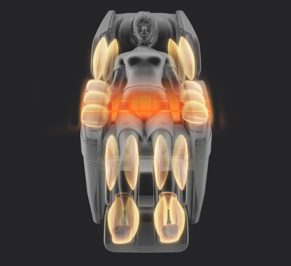 Massage der Arme und Hände. Massage der Füße und Waden